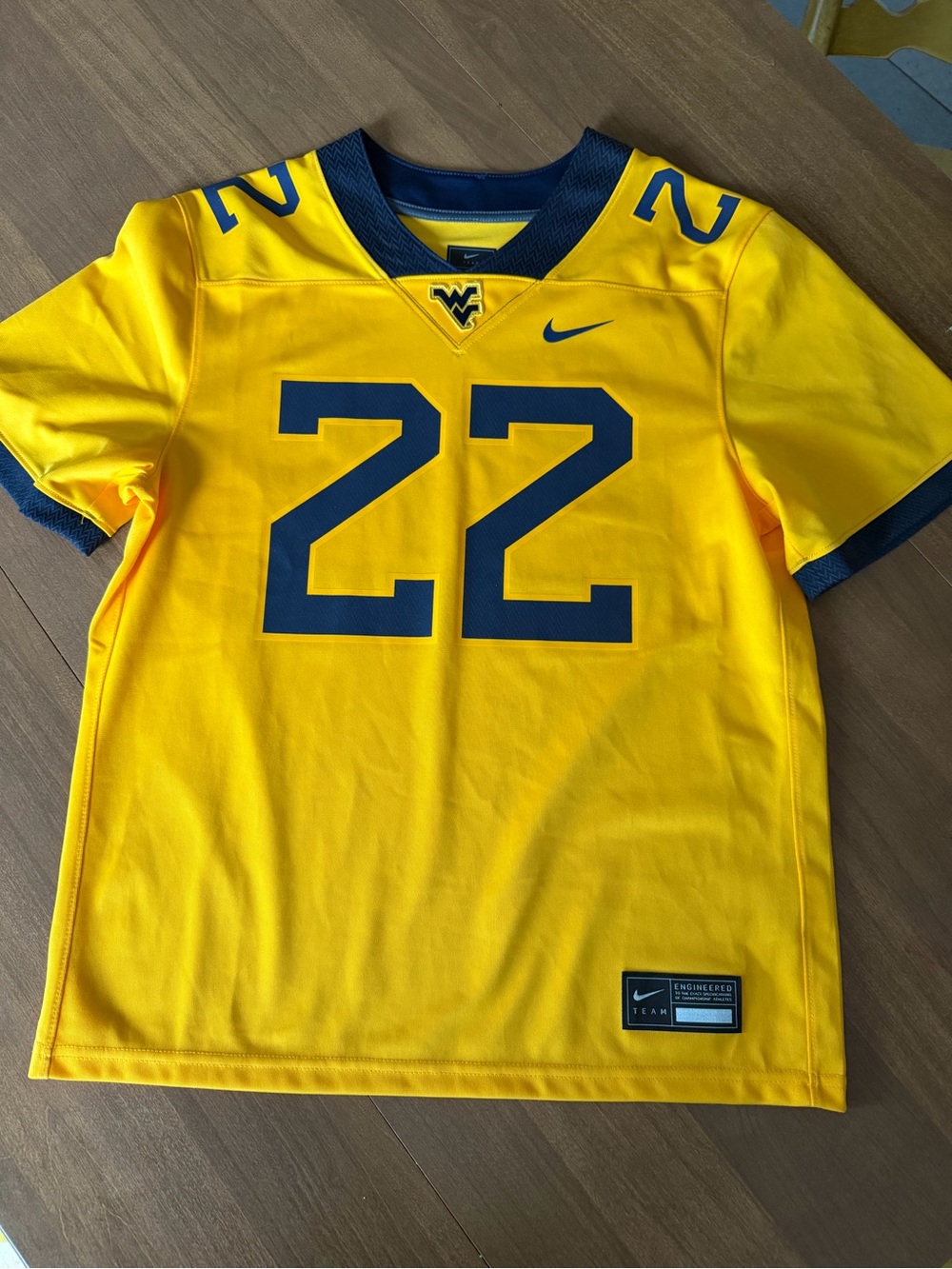 Women’s West Virginia University Nike Jersey - Yellow #22 Large